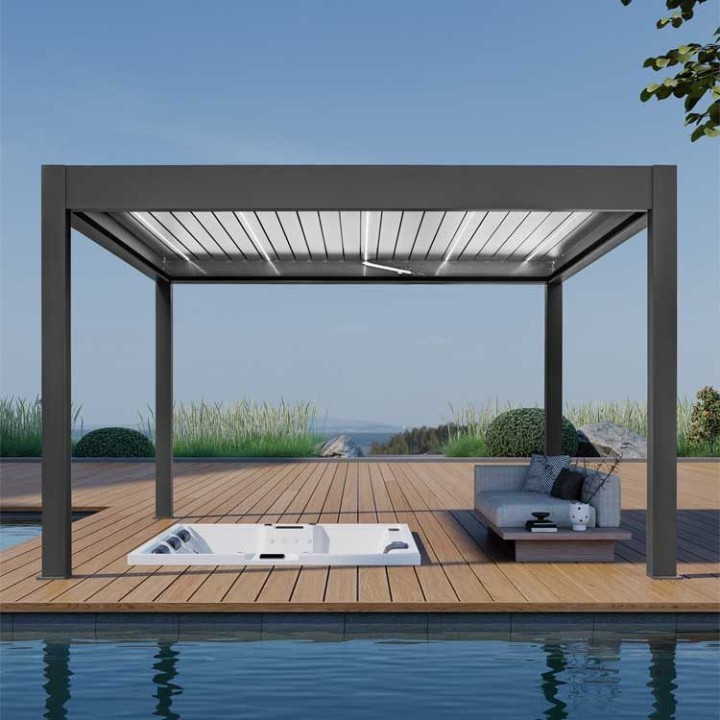 Pergola EAGO AWT P8-4A extreme černobílá 4×4 m elektrická
