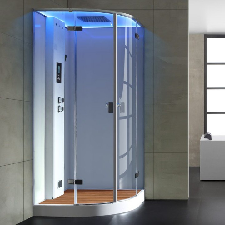 Parní sprchový box EAGO AWT LD210F15 s sprchovou vaničkou bílý 90×90