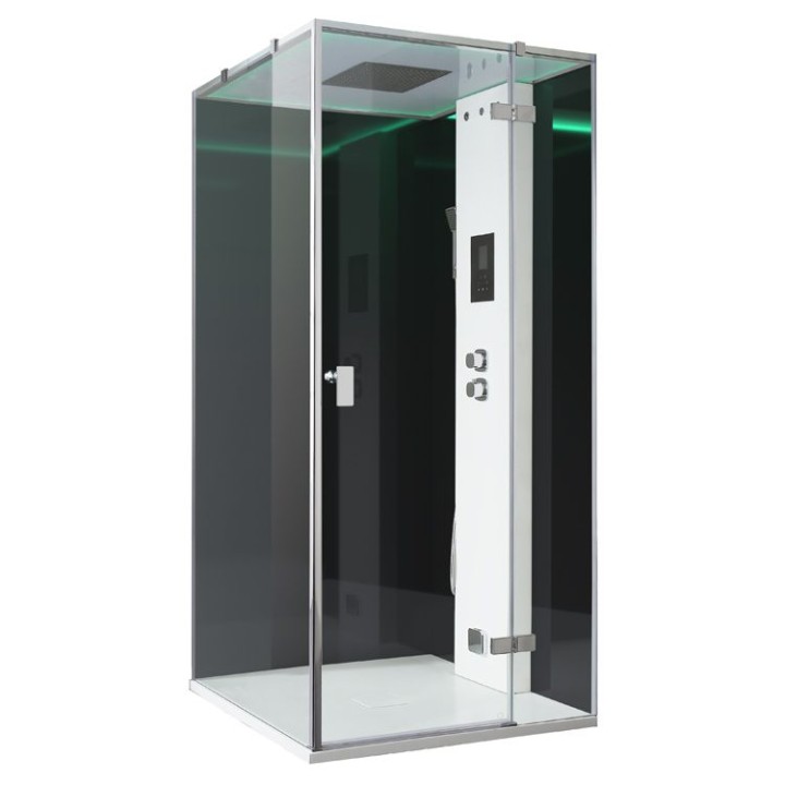 Parní sprchový box EAGO AWT LD206F15 černý 100×100 pravé provedení