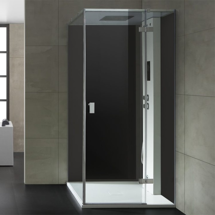 Parní sprchový box EAGO AWT LD206F15 černý 100×100 pravé provedení