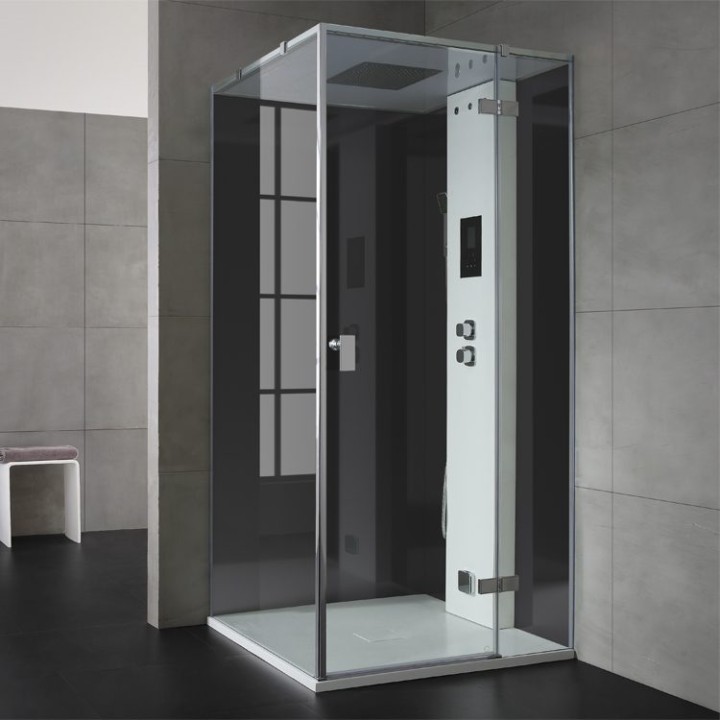 Parní sprchový box EAGO AWT LD206F15 černý 100×100 pravé provedení