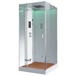 Parní sprchový box EAGO AWT LD206F15 s sprchovou vaničkou bílý 100×100 levé provedení