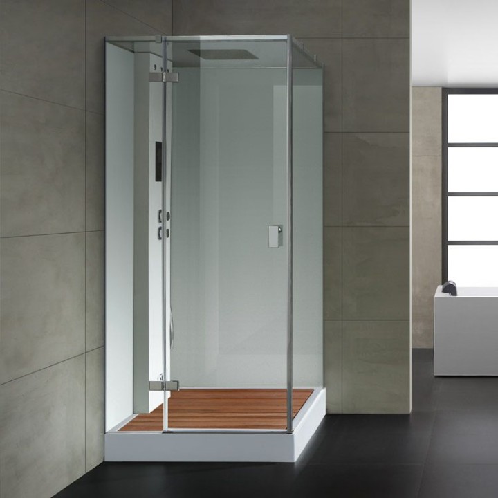 Parní sprchový box EAGO AWT LD206F15 s sprchovou vaničkou bílý 100×100 levé provedení