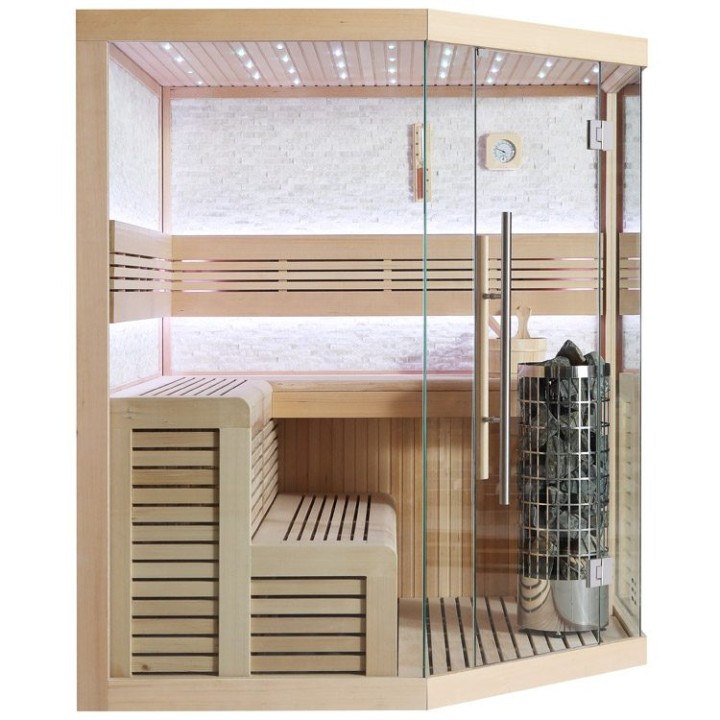 Finská sauna EAGO AWT E1101C hemlock 180×180 9 kW Cilindro
