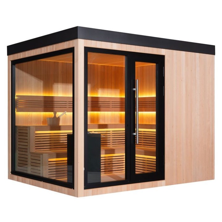 Zahradní sauna EAGO AWT Saunahaus THE CUBE X7-L za hemlock 300×635 bez kamen