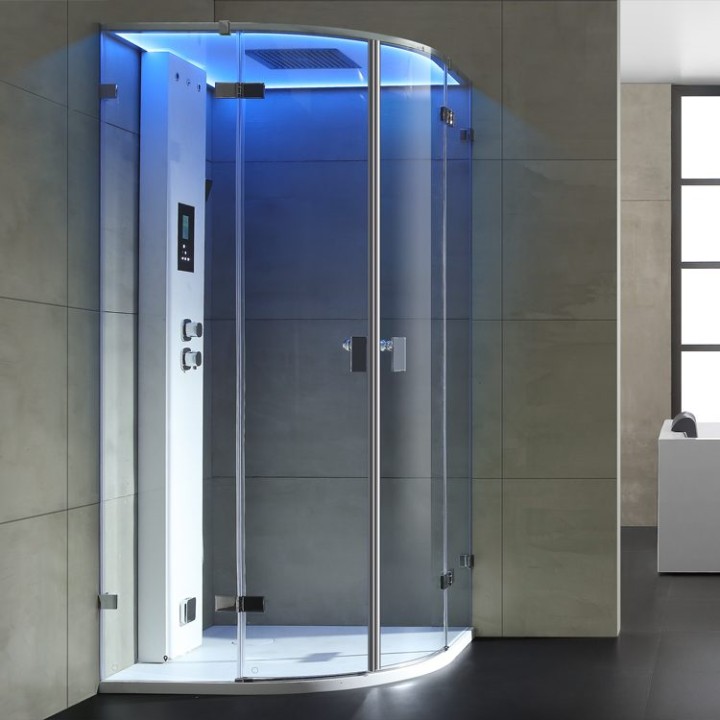 Parní sprchový box EAGO AWT LD110F15 bílý matný 90×90