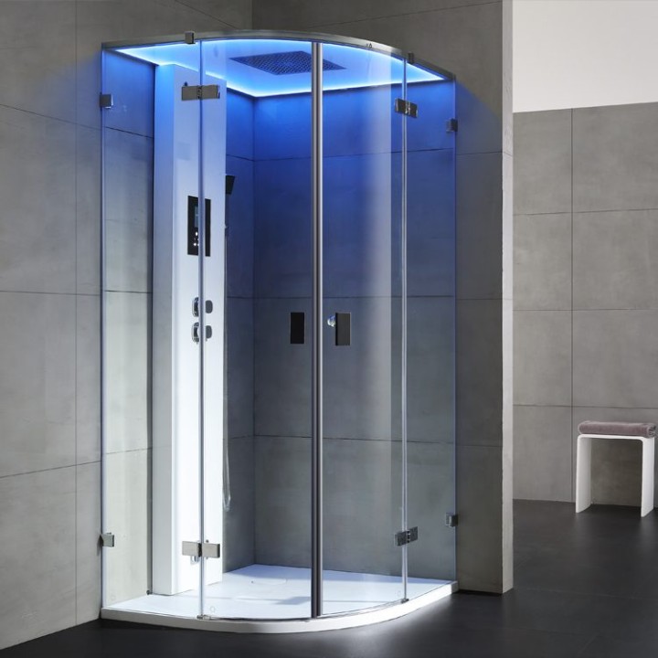 Parní sprchový box EAGO AWT LD110F15 bílý matný 90×90