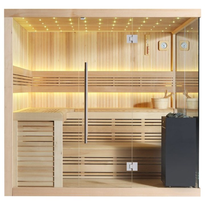 Finská sauna EAGO AWT E1115A hemlock 220×200 9 kW Virta