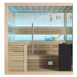 Finská sauna EAGO AWT B1105B hemlock 200×200 9 kW EOS BiO-Cubo