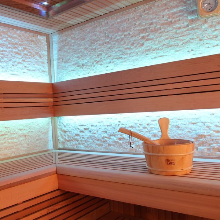 Finská sauna EAGO AWT E1242A červený cedr 220×220 9 kW Kivi