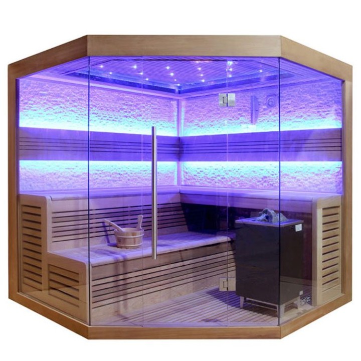 Finská sauna EAGO AWT E1242C červený cedr 180×180 9 kW EOS Cubo
