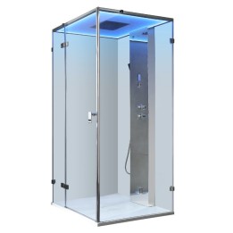 Parní sprchový box EAGO AWT LD106F15 stříbrný 100×100 levé provedení