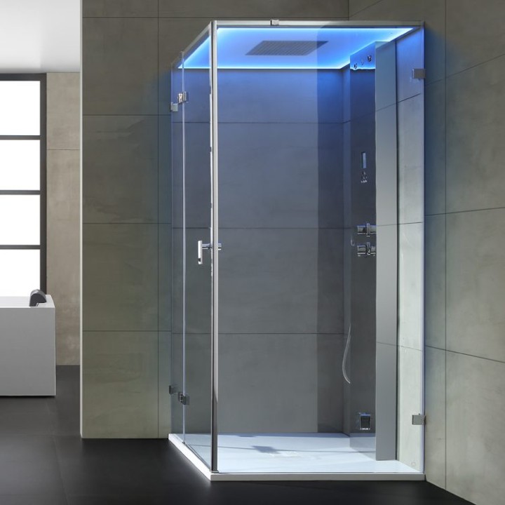 Parní sprchový box EAGO AWT LD108F15 stříbrný 90×90 levé provedení