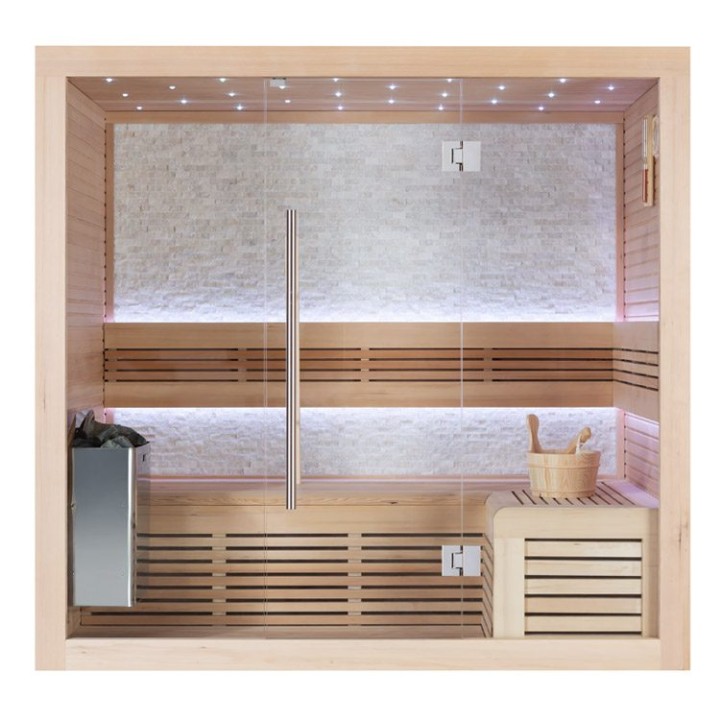 Finská sauna EAGO AWT E1106B hemlock 180×120 6,0 kW TheWall