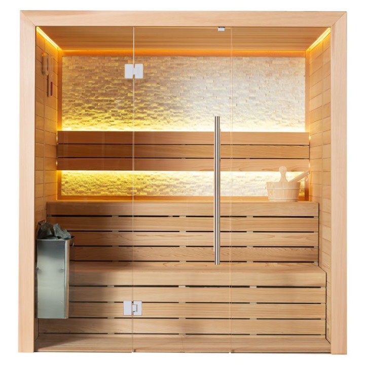 Finská sauna EAGO AWT E1604B červený cedr 180×150 6 kW TheWall