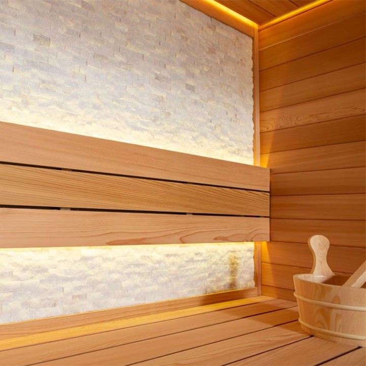 Finská sauna EAGO AWT E1604C červený cedr 160×150 6 kW TheWall