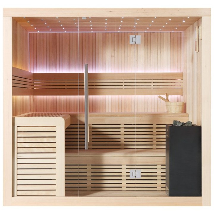 Finská sauna EAGO AWT E1112A hemlock 220×200 9 kW Virta