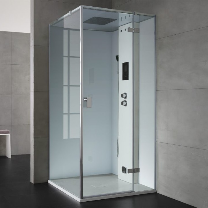 Parní sprchový box EAGO AWT LD208F15 bílý 90×90 pravé provedení
