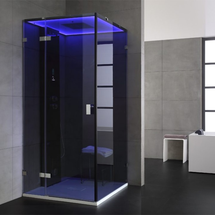 Parní sprchový box EAGO AWT LD108F15 černý 90×90 levé provedení