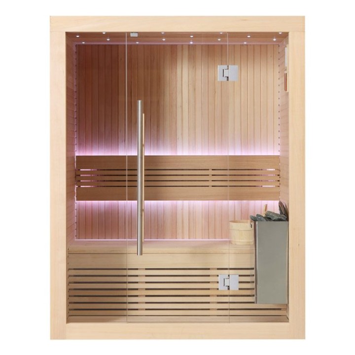 Finská sauna EAGO AWT E1113C hemlock 120×105 4,5 kW TheWall