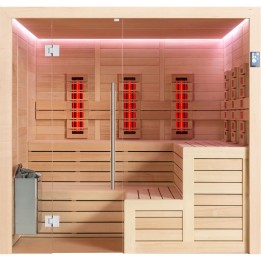 Finská sauna EAGO AWT E1613XL-IR hemlock 240×200 9 kW TheWall