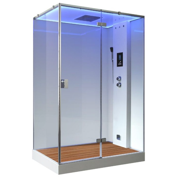 Parní sprchový box EAGO AWT LD211F15 s sprchovou vaničkou bílý 150×90 pravé provedení