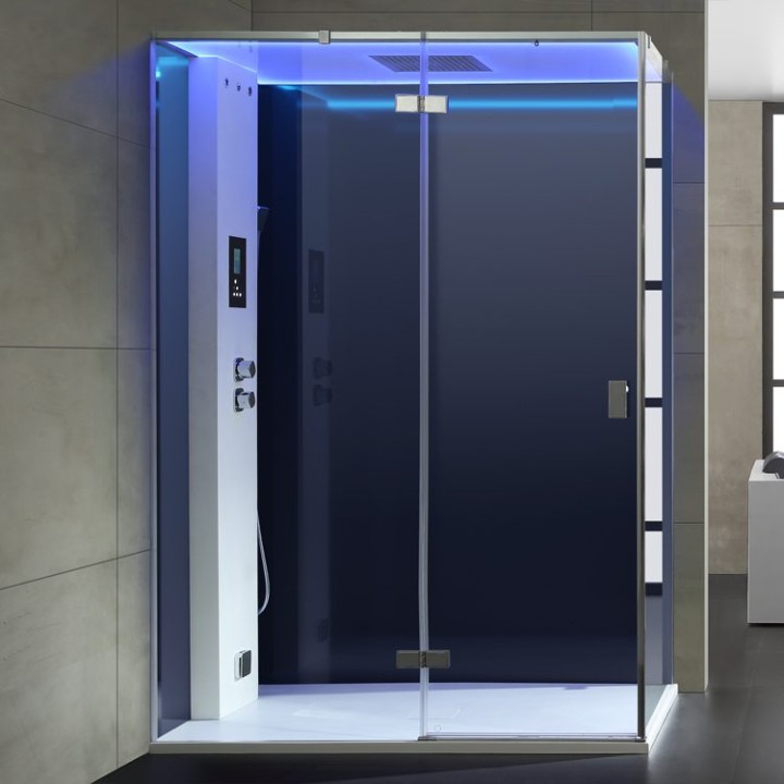 Parní sprchový box EAGO AWT LD211F15 černý 150×90 levé provedení