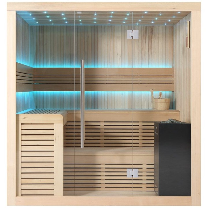 Finská sauna EAGO AWT B1112B hemlock 200×170 9 kW EOS BiO-Cubo