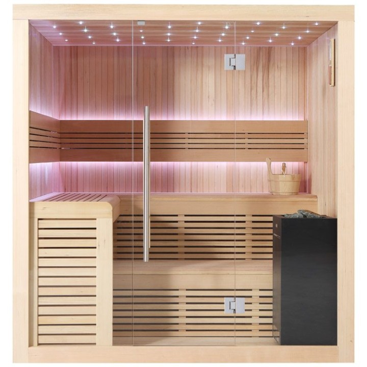 Finská sauna EAGO AWT B1112B hemlock 200×170 9 kW EOS BiO-Cubo