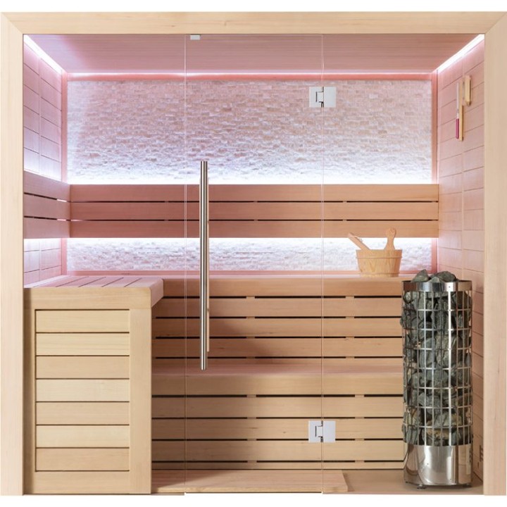 Finská sauna EAGO AWT E1602B hemlock 200×170 9 kW Cilindro