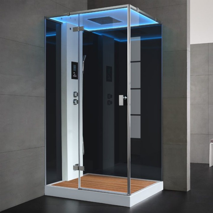 Parní sprchový box EAGO AWT LD207F15 s sprchovou vaničkou černý 120×90 levé provedení