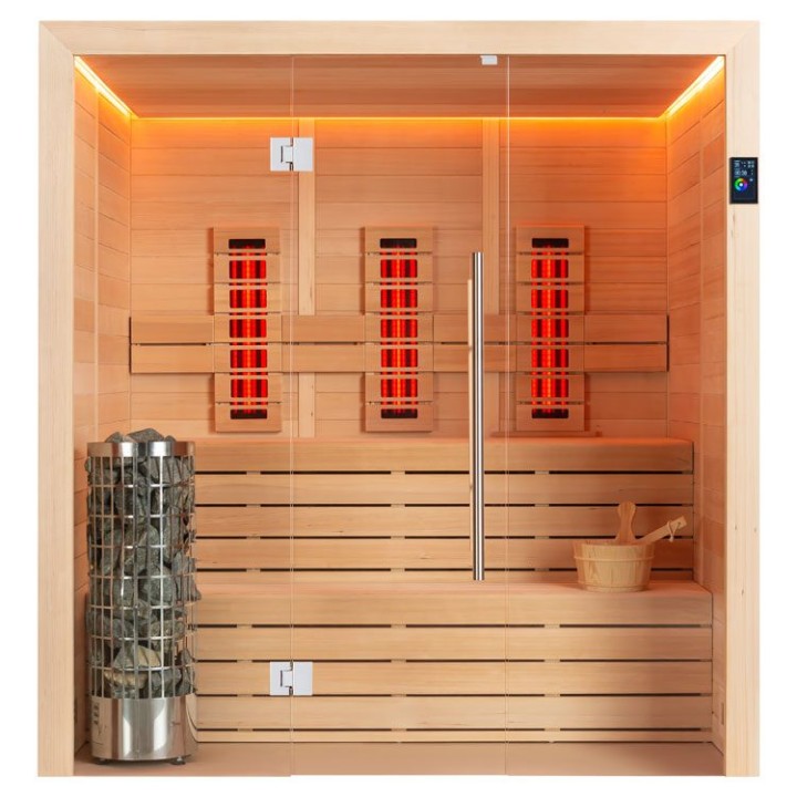 Finská sauna EAGO AWT E1614A-IR hemlock 200×160 9 kW Cilindro