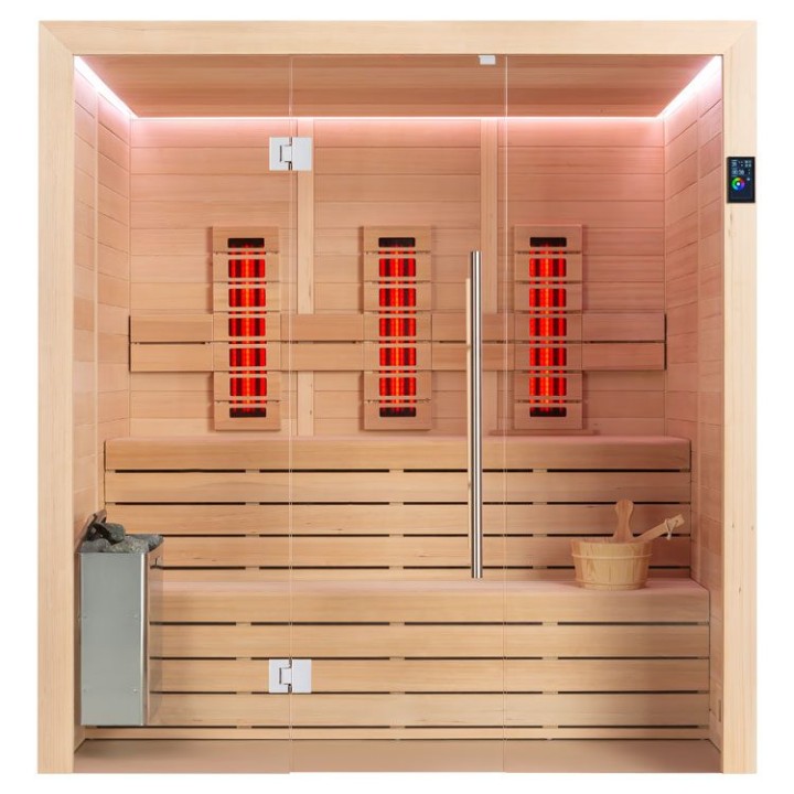 Finská sauna EAGO AWT E1614A-IR hemlock 200×160 9 kW TheWall