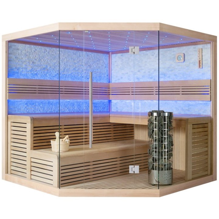 Finská sauna EAGO AWT E1101A hemlock 220×220 9 kW Cilindro