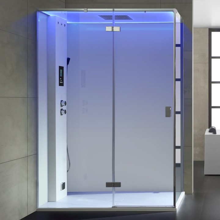 Parní sprchový box EAGO AWT LD211F15 bílý 150×90 levé provedení