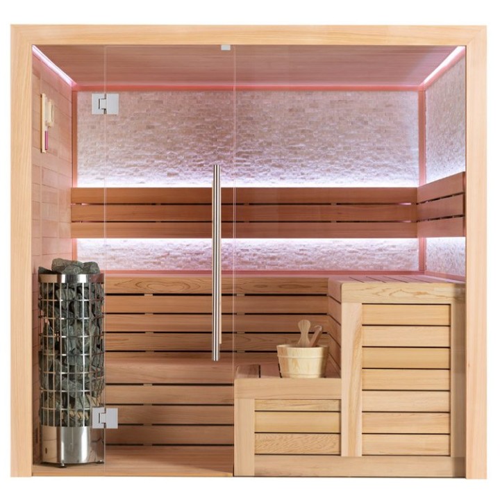 Finská sauna EAGO AWT E1603XL červený cedr 240×200 9 kW Cilindro