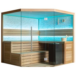 Finská sauna EAGO AWT B1601C červený cedr 180×180 9 kW Virta Bi-O