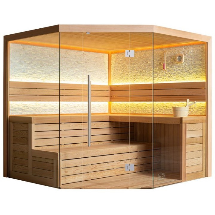 Finská sauna EAGO AWT E1601XL červený cedr 250×250 9 kW Virta