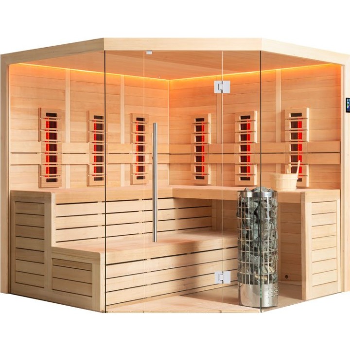 Finská sauna EAGO AWT E1611C-IR hemlock 180×180 9 kW Cilindro