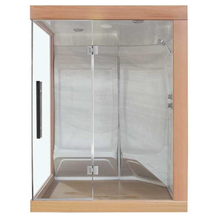 Parní sauna EAGO AWT W200B červený cedr 118×135 pravé provedení