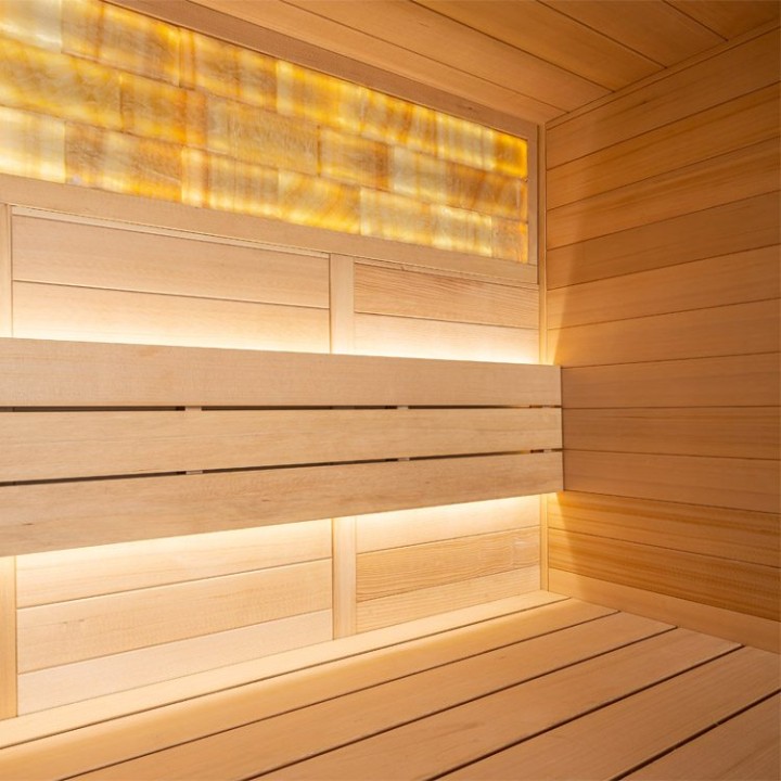 Finská sauna EAGO AWT E1624C hemlock 160×150 6 kW TheWall