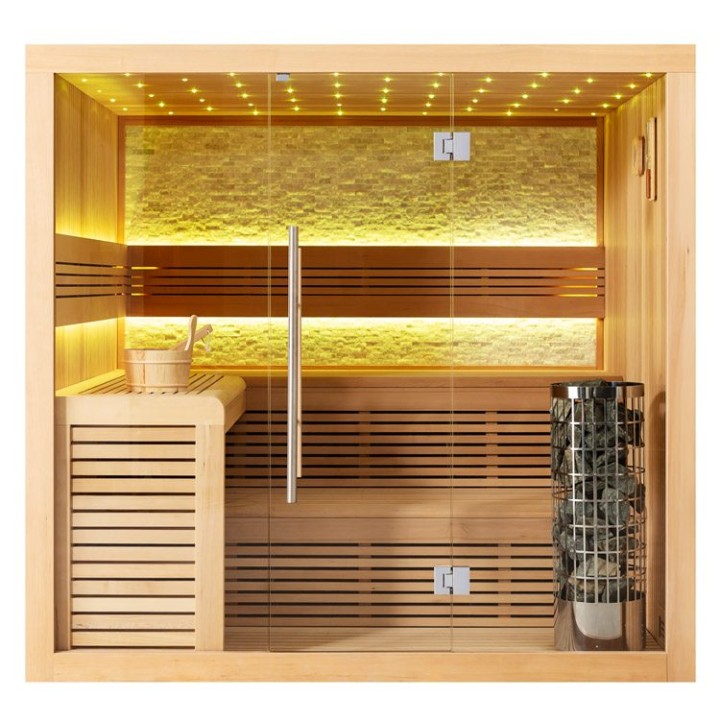 Finská sauna EAGO AWT E1102A hemlock 220×200 9 kW Cilindro