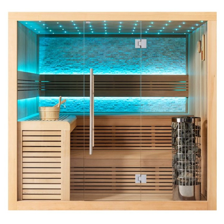 Finská sauna EAGO AWT E1102A hemlock 220×200 9 kW Cilindro