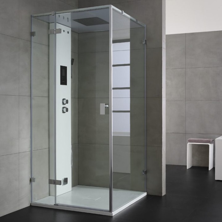 Parní sprchový box EAGO AWT LD108F15 bílý lesklý 90×90 levé provedení