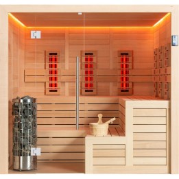 Finská sauna EAGO AWT E1613B-IR hemlock 200×180 9 kW Cilindro