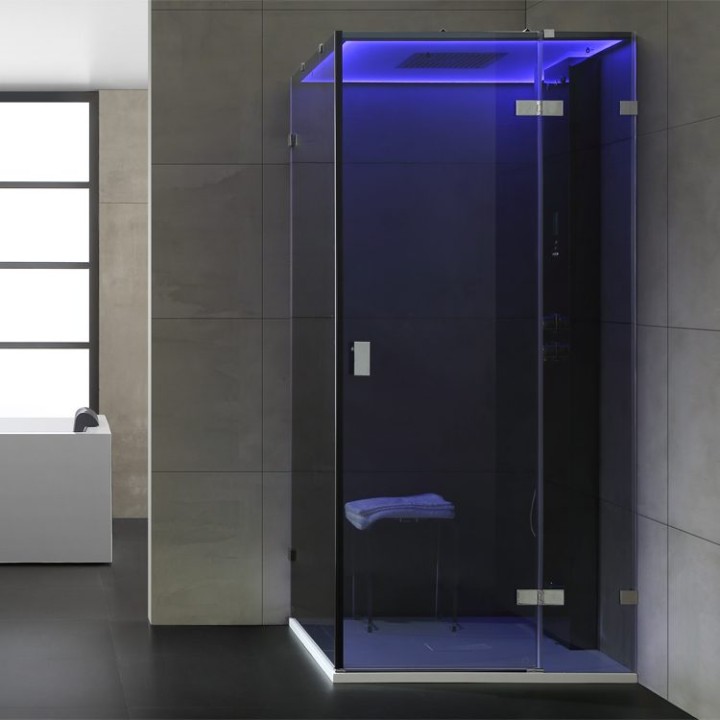 Parní sprchový box EAGO AWT LD106F15 černý 100×100 pravé provedení