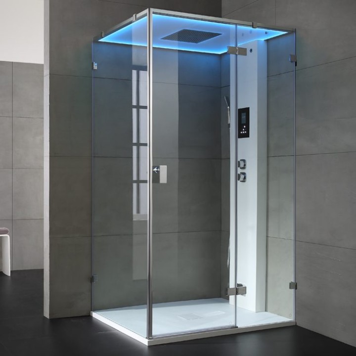 Parní sprchový box EAGO AWT LD107F15 bílý matný 120×90 pravé provedení