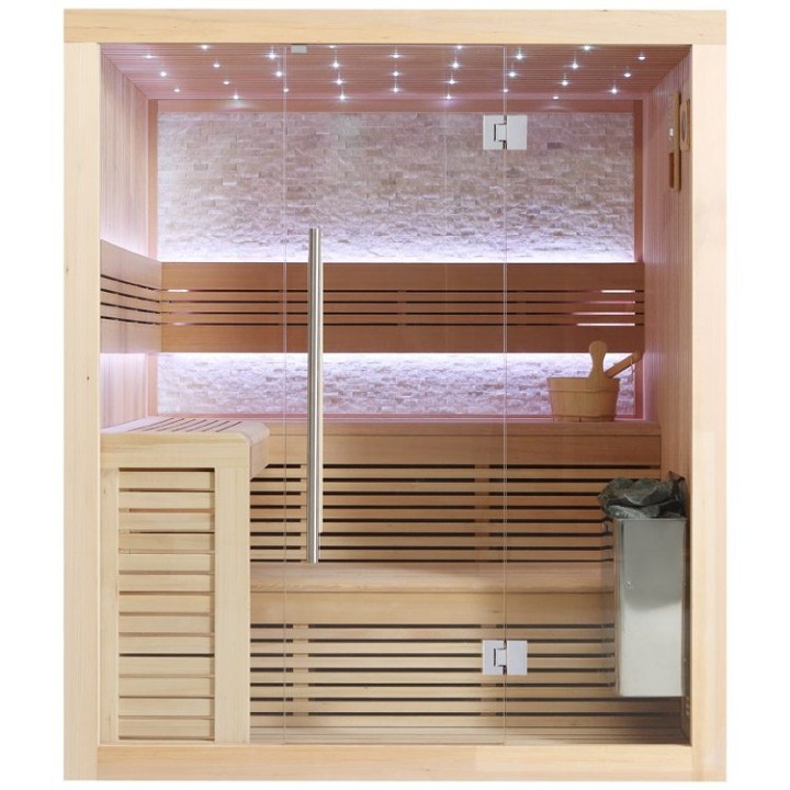 Finská sauna EAGO AWT B1102C hemlock 180×150 9 kW TheWall Bi-O