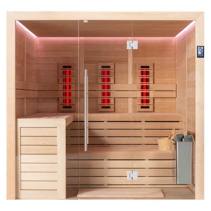Finská sauna EAGO AWT E1612C-IR hemlock 180×160 9 kW TheWall