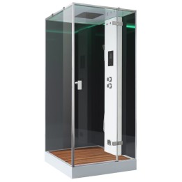 Parní sprchový box EAGO AWT LD206F15 s sprchovou vaničkou černý 100×100 pravé provedení